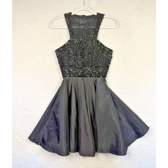 Sherri‎ Hill Dress Womens 0 Black Beaded Cocktail Party Sleeveless Prom Formal - Picture 1 of 8